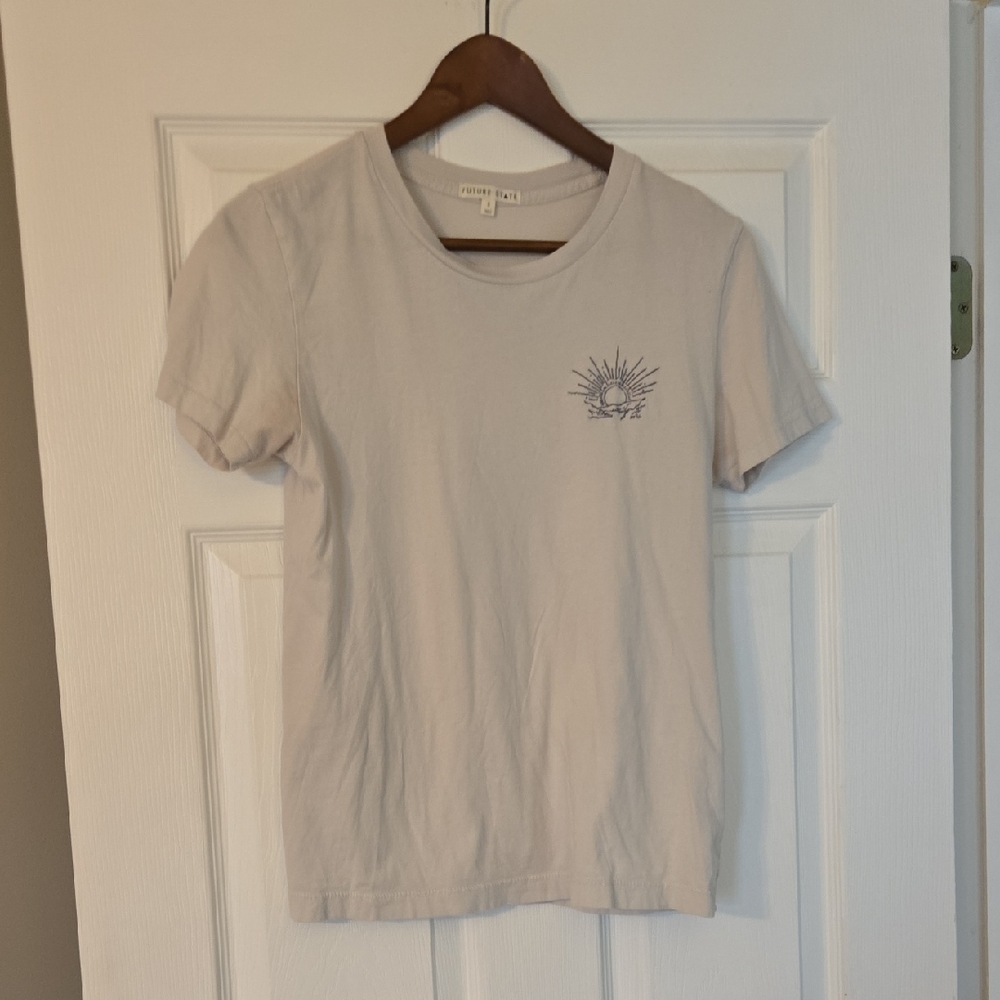 Future State Beige Short Sleeve Tee with Sun Design